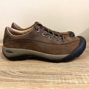 Keen Toyah Brown Leather Casual Hiking Trail Oxfords Shoes Womens Size 8.5